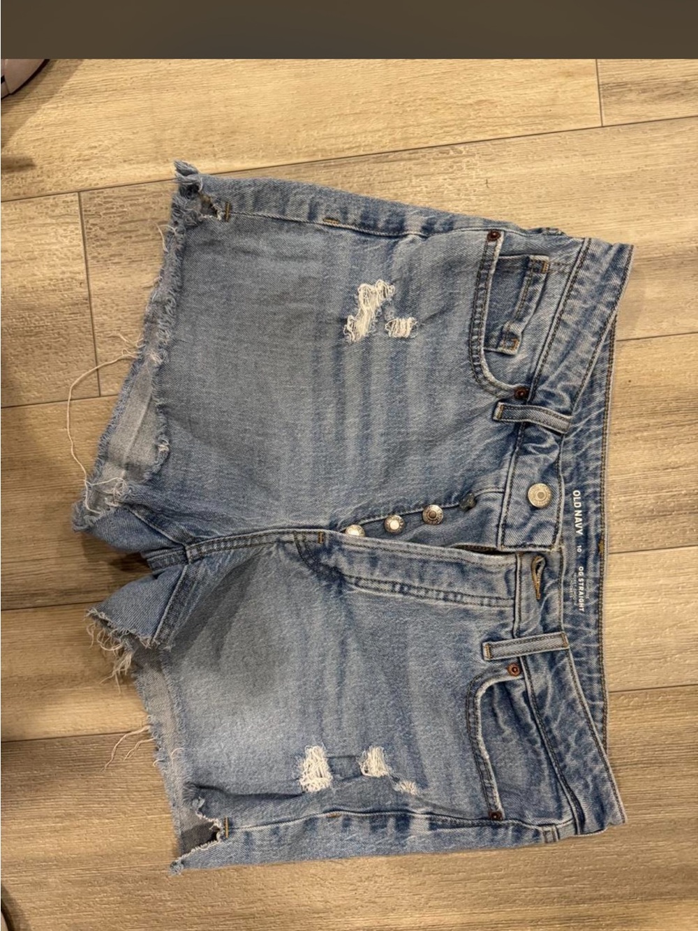 Old Navy Light Blue Distressed High-Rise Jean Shorts